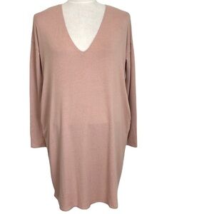 Wilfred Pink Free Jersey Long Sleeve V-Neck Dress Size Small